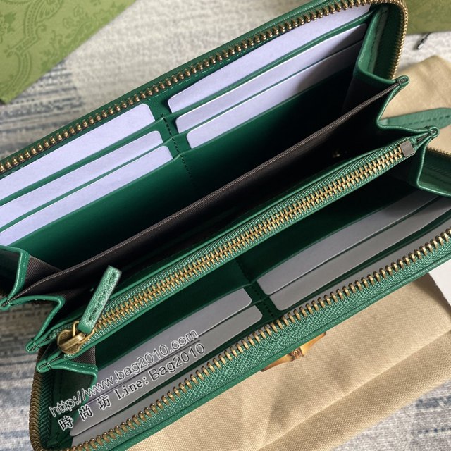 Gucci新款錢包 古馳竹子設計拉鏈女錢包 Gucci全皮純色長錢包 658634  ydg3024